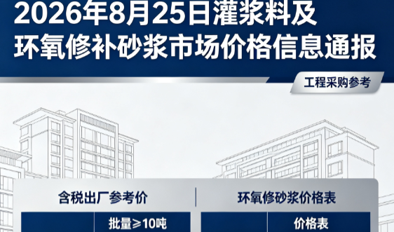复兴2026年8月25日灌浆料及环氧修补砂浆市场价格信息通报